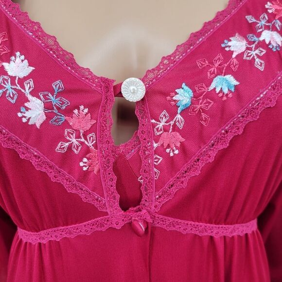 Montgomery Ward Vintage Deep Pink Nightgown and Robe Peignor Set Nylon - Picture 11 of 14
